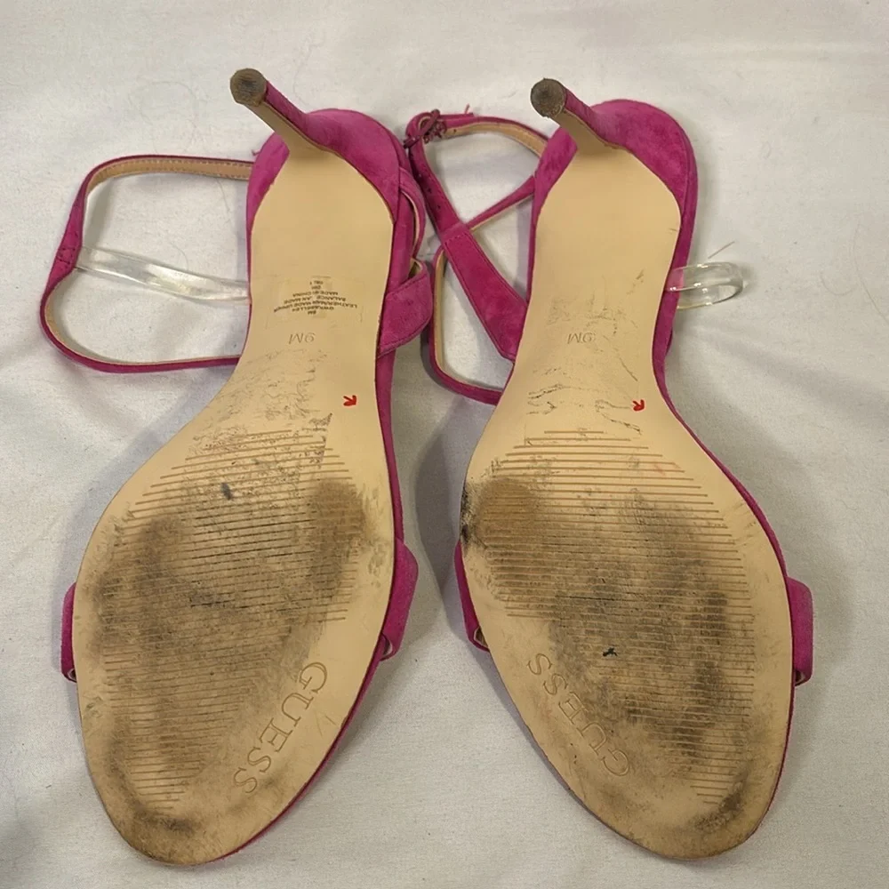 Guess Women's Kabelle4 Heeled Sandal Fuchsia Size 9 Strappy Stiletto Suede - Picture 5 of 8